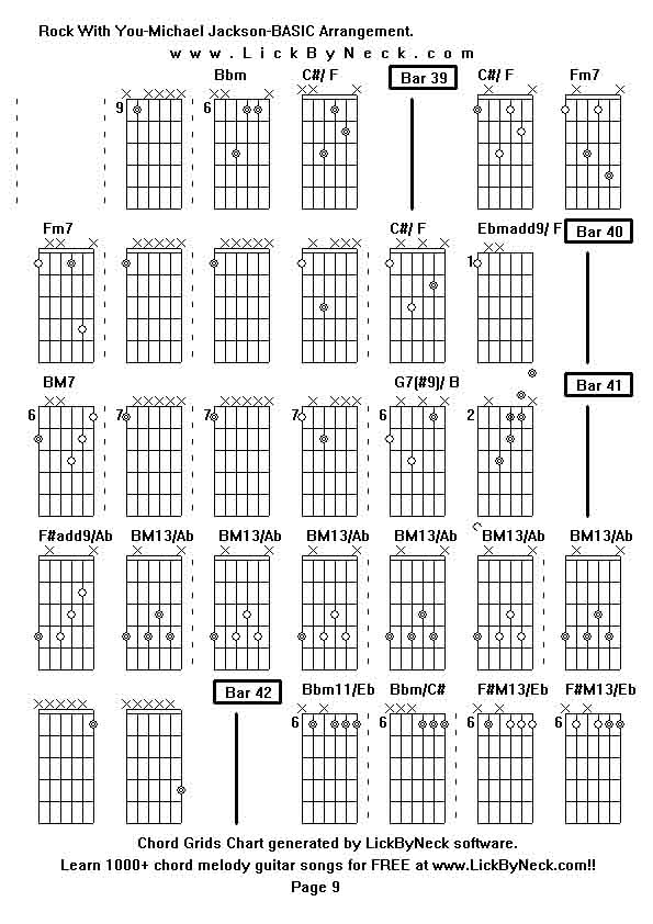 Chord Grids Chart of chord melody fingerstyle guitar song-Rock With You-Michael Jackson-BASIC Arrangement,generated by LickByNeck software.